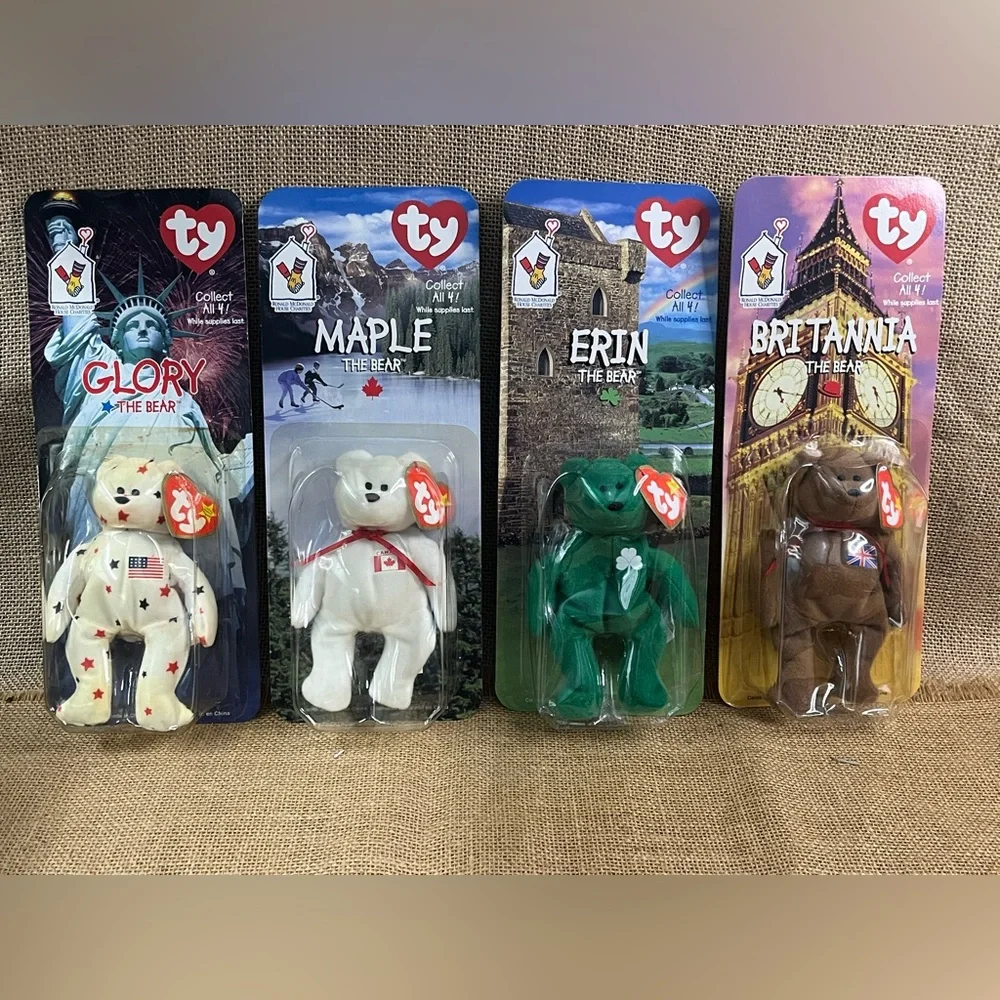 TY Beanie Babies Ronald Mcdonald House International Bears Set Of 4